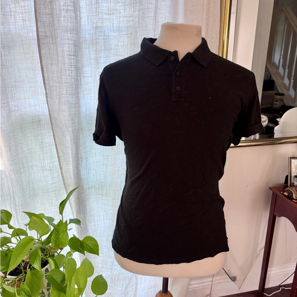 Vince Black Polo Shirt Classic Short-Sleeve